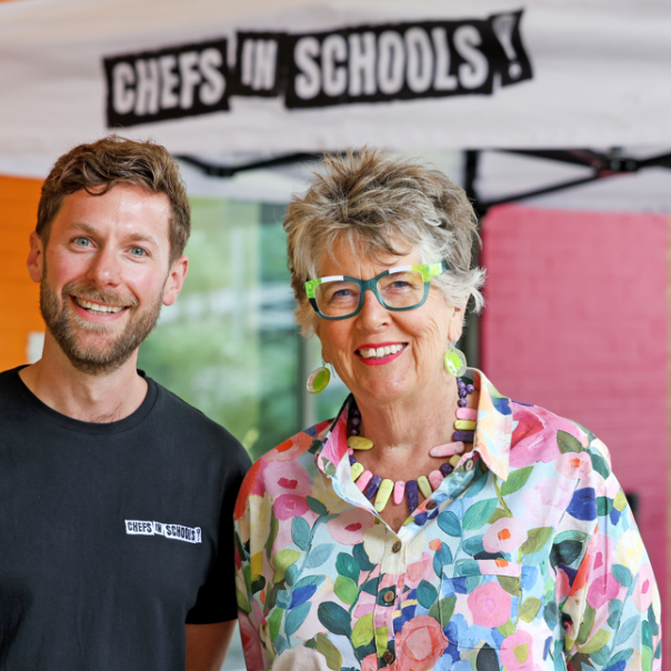 Prue Leith and Chefs in Schools director Sam Phillips