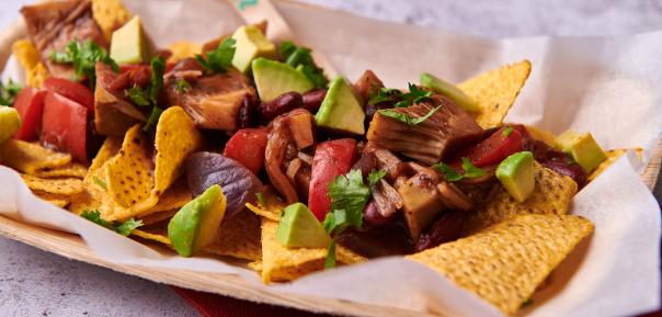 Premier Foods’ Bisto Mexican Jack fruit and Bean Birria with Avocado on Nachos